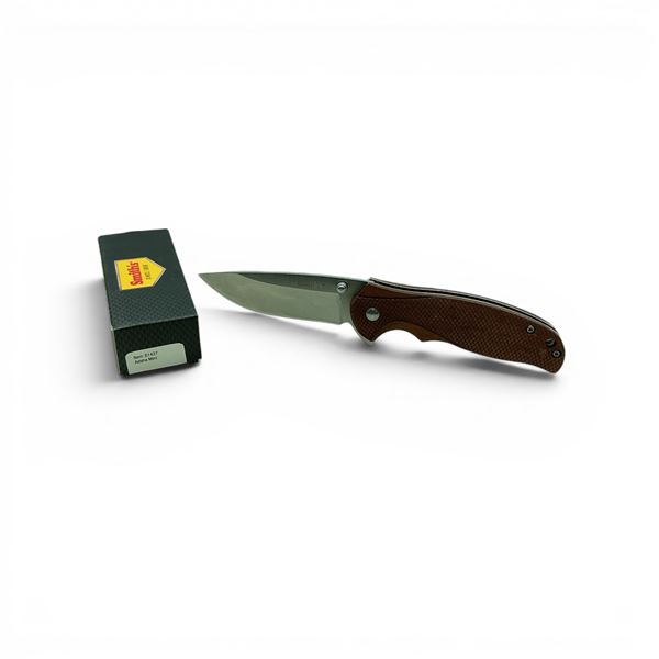 Smith's Adaha Mini 2.75" Folding Blade Knife with Wooden Handle and Pocket Clip, New