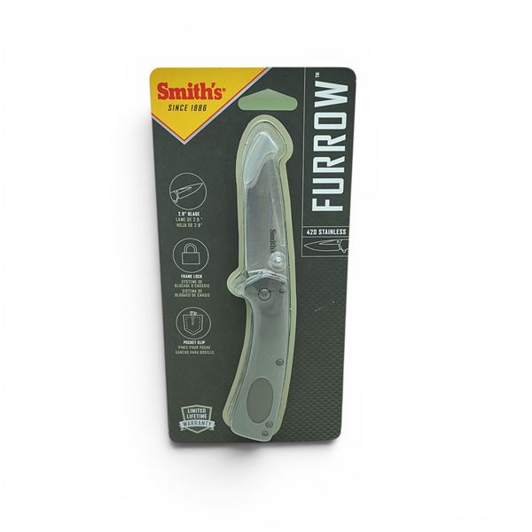 Smith's Furrow 2.9" Folding Blade Knife with Pocket Clip, New