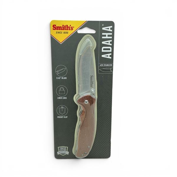 Smith's Adaha 3.43" Folding Blade Knife with Pocket Clip, New