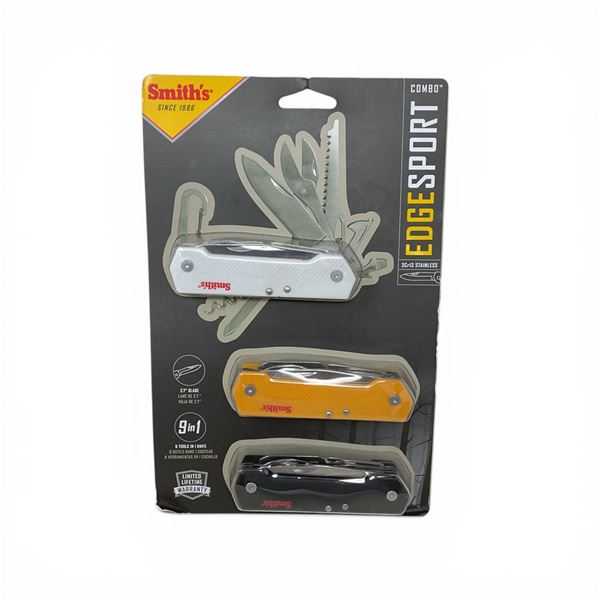 Smith's Edge Sport 3 Multi-Tool Combo: 2.7" Blade, 9 Tools in 1, New