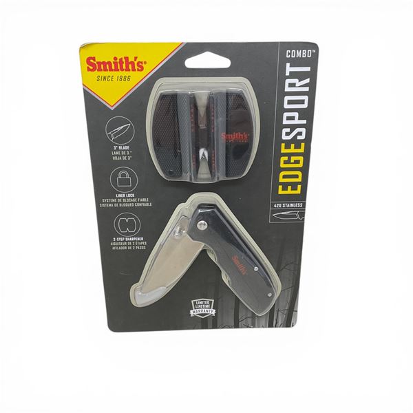 Smith's Edge Sport Combo: 3" Folding Blade Knife with 2-Step Sharpener, New