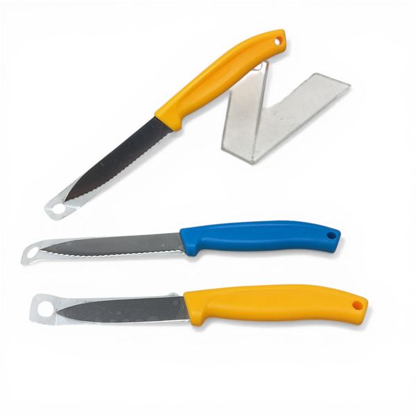 Smith's 4" Fixed Serrated Bait Knife X 2 Qty, New and Smith's 3.25" Fixed Blade Bait Knife, New