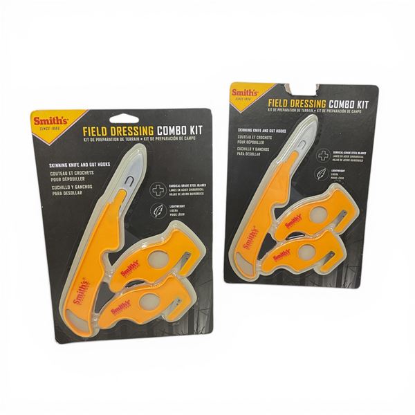 Smith's Field Dressing Combo Kit: Removeable Blade Skinning Knife and Gut Hooks X 2 Qty, New