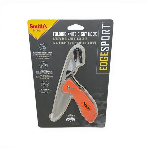 Smith's Edge Sport 3" Folding Blade Knife and Gut Hook, New