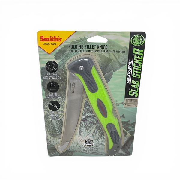 Smith's Mr. Crappie Slab Sticker 6" Folding Fillet Knife, New