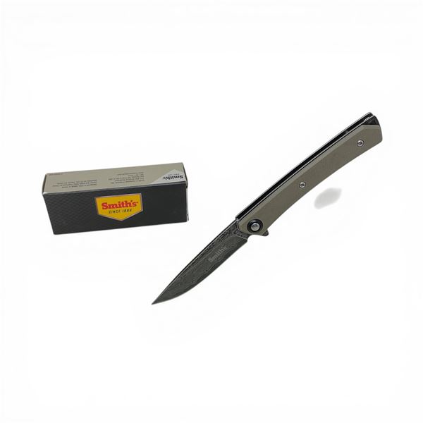 Smith's Ecesis Damascus 3" Folding Blade Knife with Pocket Clip, New