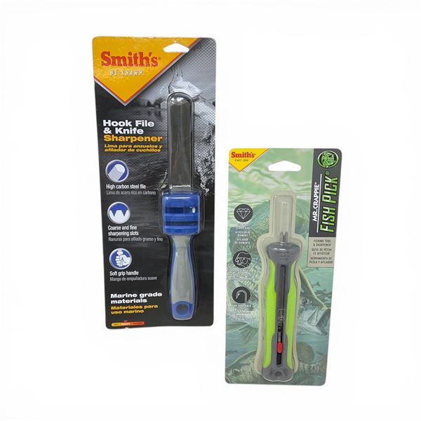 Smith's Fish Pick Fishing Tool & Sharpener, New and Smith's Hook File & Knife Sharpener, New