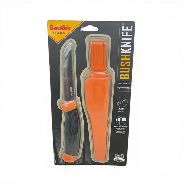 Smith's Bush Knife with 4" Fixed Blade and Belt Sheath, New
