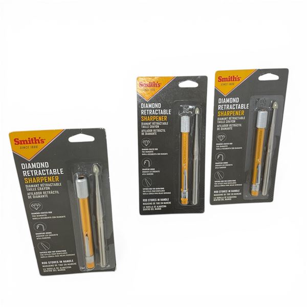Smith's Diamond Retractable Sharpener X 3 Qty, New