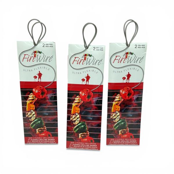 Fire Wire Ultra Flexible Grilling Skewer, 2 Pack X 3 Qty, New