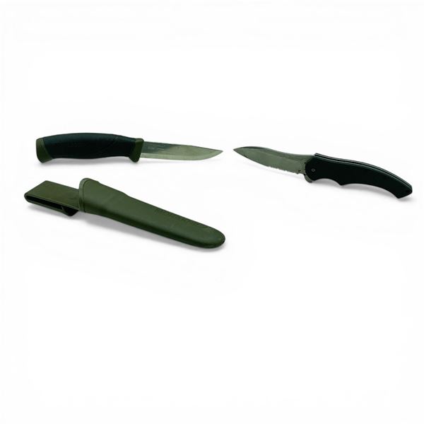 Morakniv Companion MG 4" Fixed Blade Knife with Belt Sheath and Kershaw 3.25" Folding Blade Knife