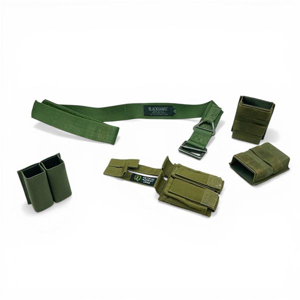 Assorted Molle Magazine Pouches and Blackhawk Belt, Size: Medium