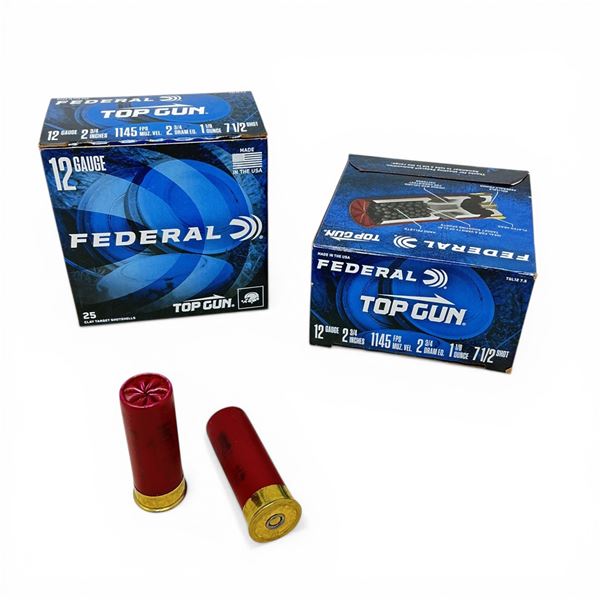 Federal Top Gun 12 Ga, 2-3/4", 1-1/8 oz, #7.5 Shot Ammunition, 50 Rounds