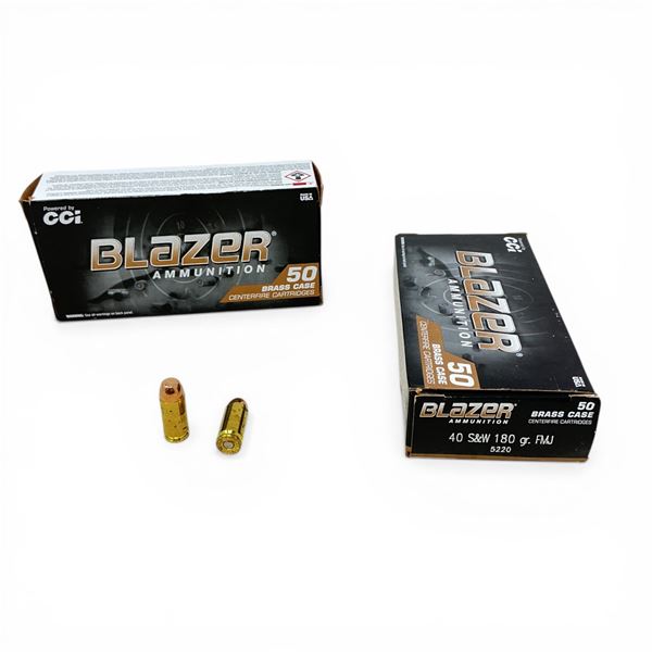 CCI Blazer 40 S&W, 180 Grain FMJ Ammunition, 100 Rounds