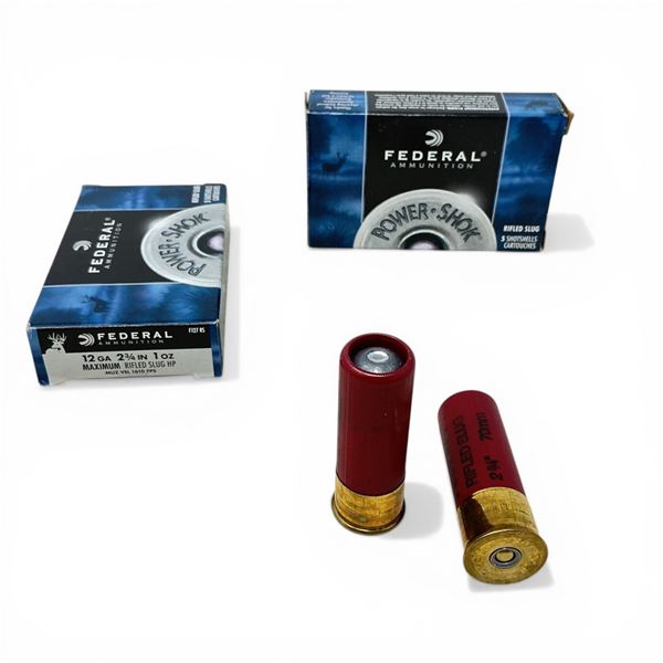 Federal Power Shok 12 Ga 2 3/4" Maximum Rifled HP Slug Ammunition, 10 Rounds