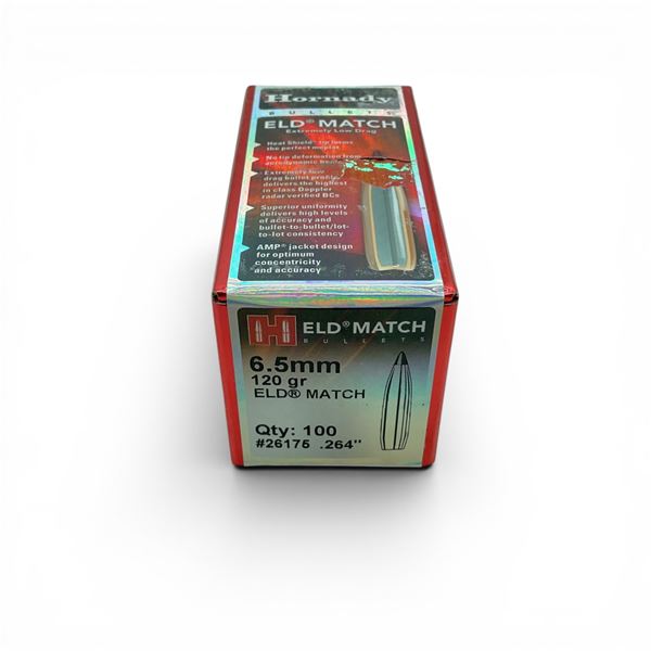 Hornady ELD Match 6.5mm Caliber (.264"), 120 Grain ELD Match Projectiles, 100 Qty