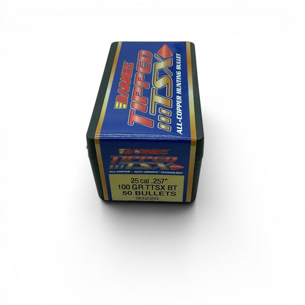 Barnes Tipped TSX 25 Caliber (.257"), 100 Grain TTSX BT Projectiles, 50 Qty