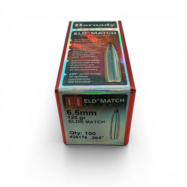 Hornady ELD Match 6.5mm Caliber (.264"), 120 Grain ELD Match Projectiles, 100 Qty