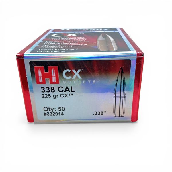Hornady CX 338 Caliber (.338"), 225 Grain CX Projectiles, 50 Qty