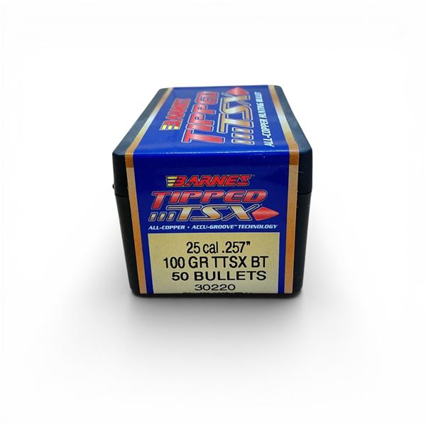 Barnes Tipped TSX 25 Caliber (.257"), 100 Grain TTSX BT Projectiles, 50 Qty