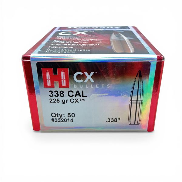 Hornady CX 338 Caliber (.338"), 225 Grain CX Projectiles, 50 Qty