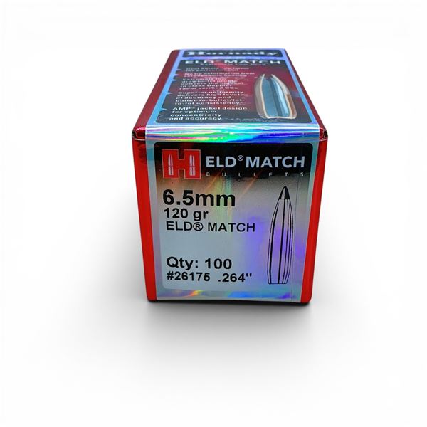 Hornady ELD Match 6.5mm Caliber (.264"), 120 Grain ELD Match Projectiles, 100 Qty