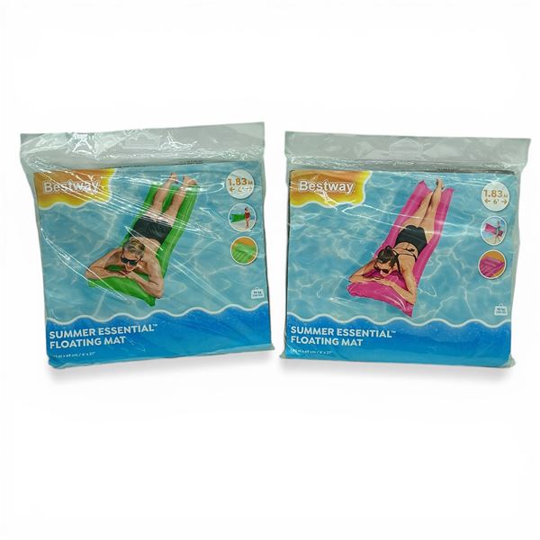 Bestway Summer Essential 6' x 27" Floating Mats, 90 kg Limit X 2 Qty, New