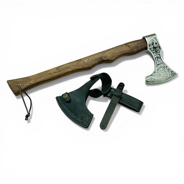 Viking Axe with 4.5" Blade with Leather Sheath, 20" Total Length, New