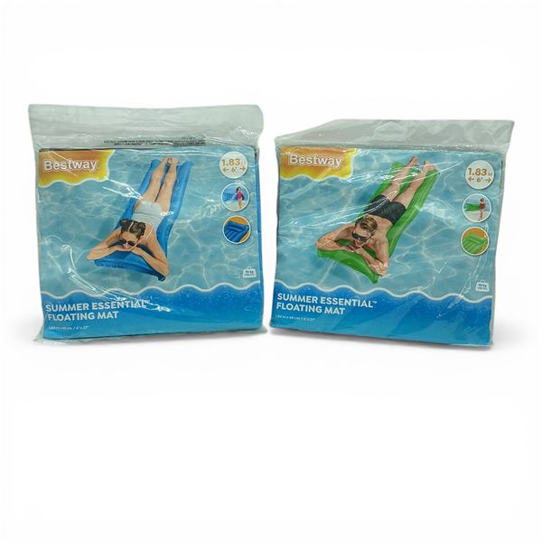 Bestway Summer Essential 6' x 27" Floating Mats, 90 kg Limit X 2 Qty, New
