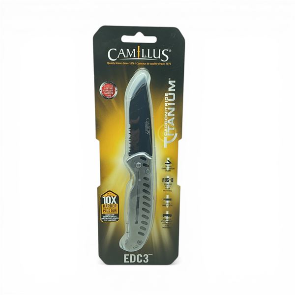 Camillus EDC3 Carbonitride Titanium 3" Folding Blade Knife, New