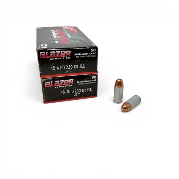 CCI Blazer 45 Auto, 230 Grain FMJ Aluminum Casing Ammunition, 100 Rounds