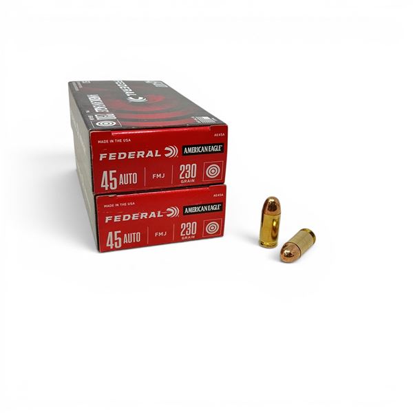 Federal American Eagle 45 Auto, 230 Grain FMJ Ammunition, 100 Rounds