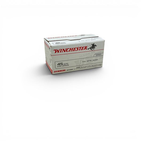 Winchester Target 45 Auto, 230 Grain FMJ Ammunition, 100 Rounds