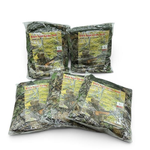 Tree Leaf Camo Suit, Includes Jacket, Pants, Hat and Mask Size Large X 5 Qty