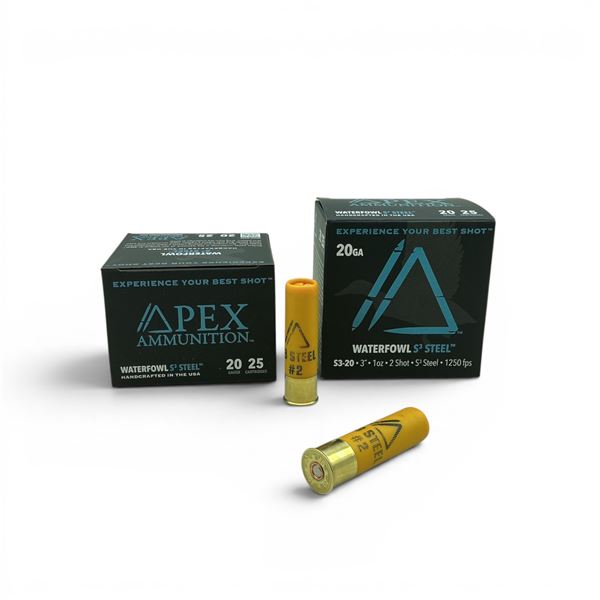 Apex Waterfowl S3 Steel 20 Ga 3" #2 Ammunition, 50 Rounds