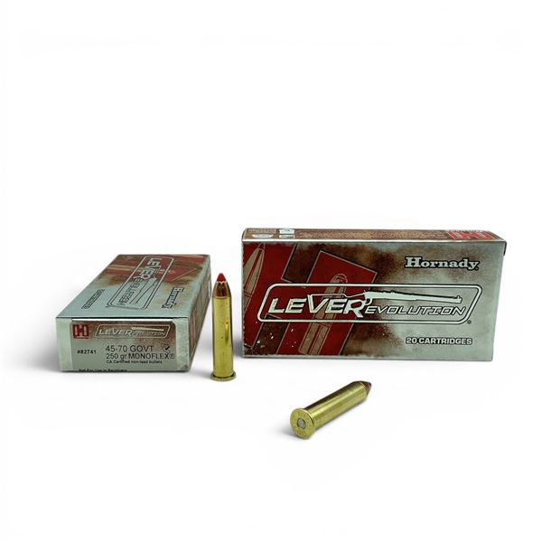 Hornady LeveRevolution 45-70 Gov't 250 Grain Monoflex Ammunition, 40 Rounds
