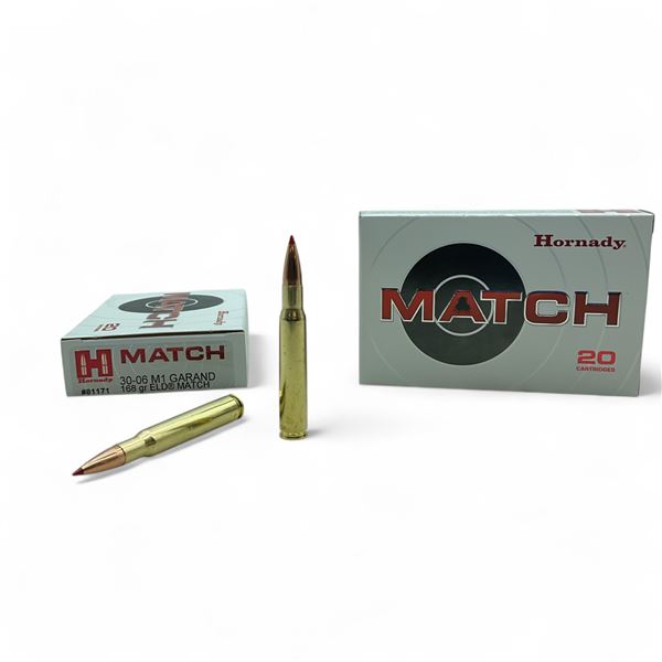 Hornady Match 30-06 M1 Garand, 168 Grain ELD Match Ammunition, 40 Rounds