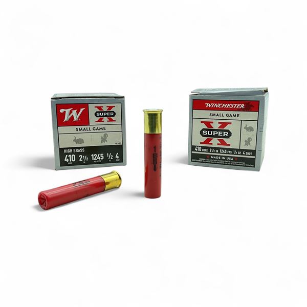Winchester Super X Small Game 410 Ga, 2-1/2", 1/2 oz, #4 Shot High Brass Ammunition, 50 Rounds