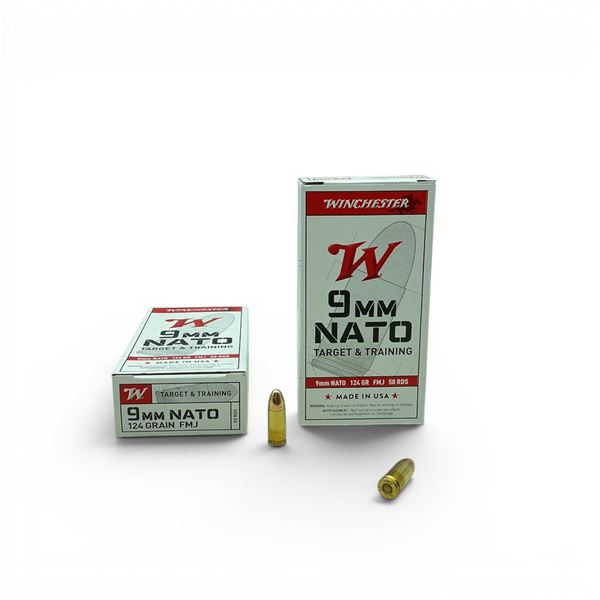 Winchester Target and Training 9 mm Nato 124 Grain FMJ Ammunition, 100 Rounds