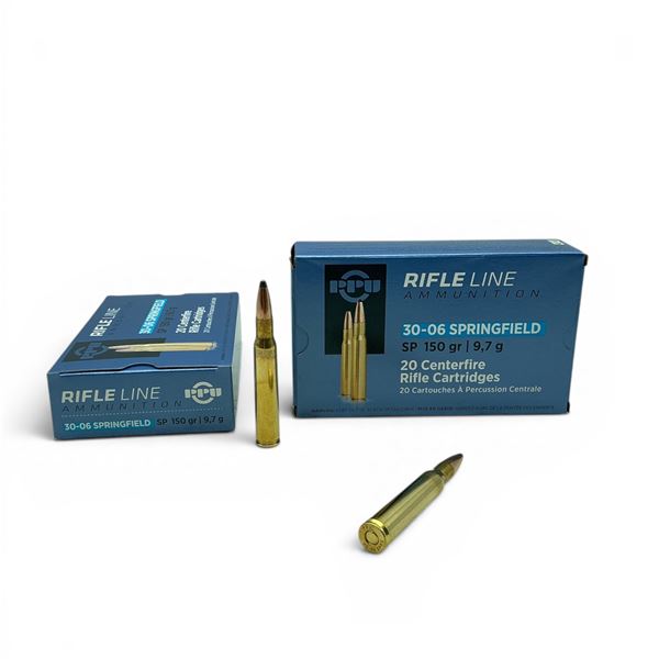 PPU RifleLine 30-06 SPRG 150 Grain SP Ammunition, 40 Rounds