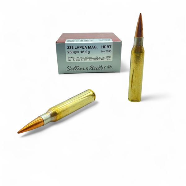 Sellier & Bellot 338 Lapua Mag, 250 Grain HPBT Ammunition, 10 Rounds