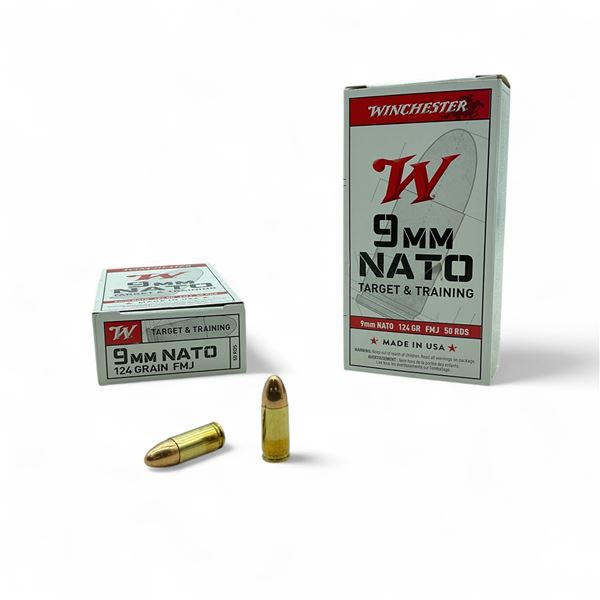 Winchester Target & Training 9mm Nato, 124 Grain FMJ Ammunition, 100 Rounds