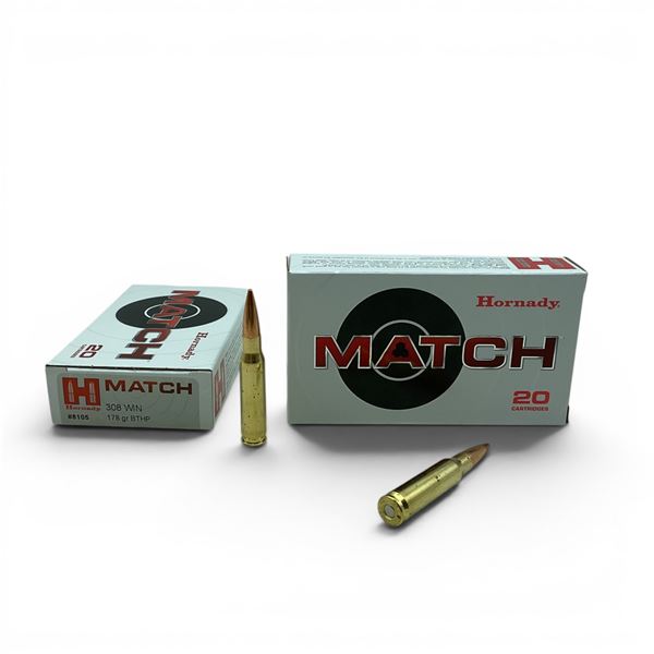 Hornady Match 308 Win 178 Grain BTHP Ammunition, 40 Rounds