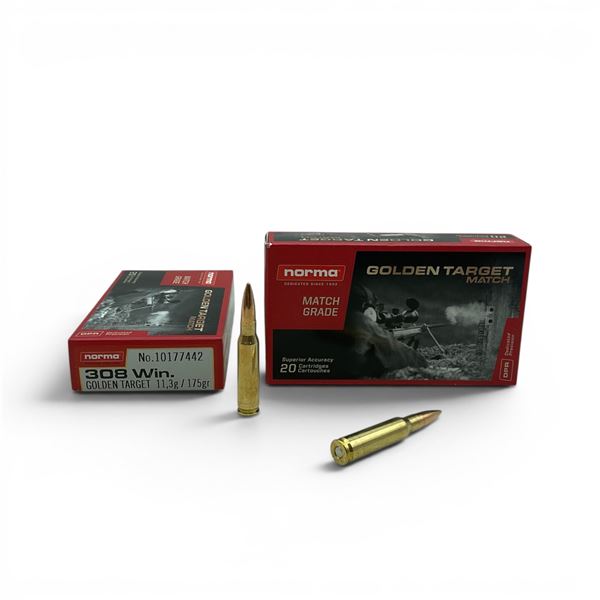 Norma Golden Target Dedicated Precision Match 308 Win 175 Grain Ammunition, 40 Rounds