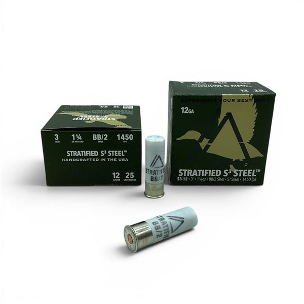Apex Stratified S3 Steel 12 Ga 3" BB/ #2 Ammunition, 50 Rounds
