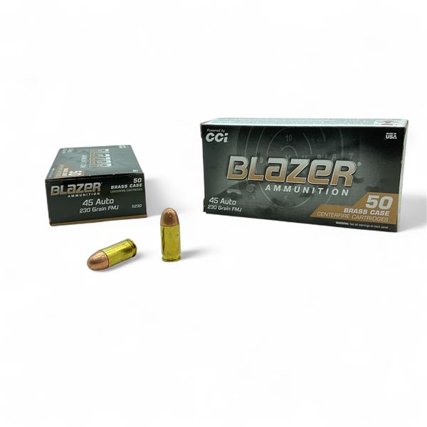 CCI Blazer 45 Auto, 230 Grain FMJ Ammunition, 100 Rounds