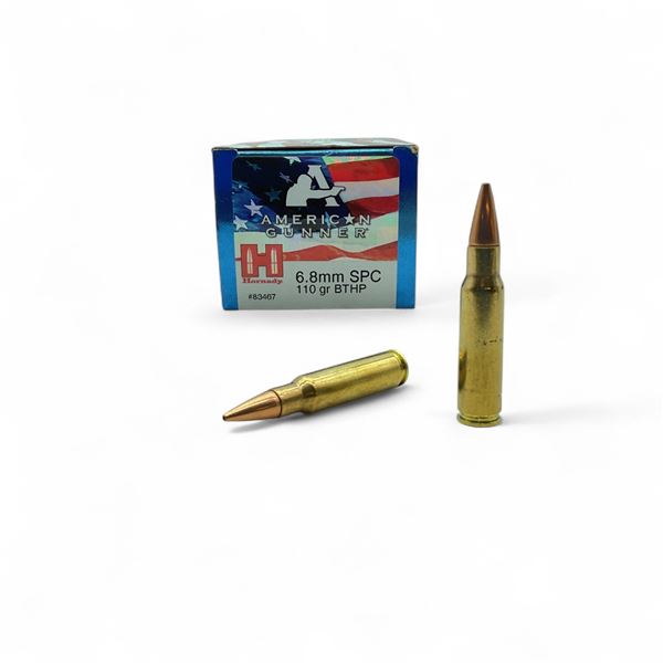 Hornady American Gunner 6.8mm SPC, 110 Grain BTHP Ammunition, 50 Rounds