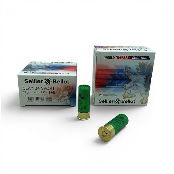 Sellier & Bellot Clay 24 Sport 12 Ga 2 3/4" #7 1/2 Ammunition, 50 Rounds