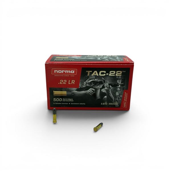 Norma Dedicated Precision TAC-22 22 LR 40 Grain Ammunition, 500 Rounds