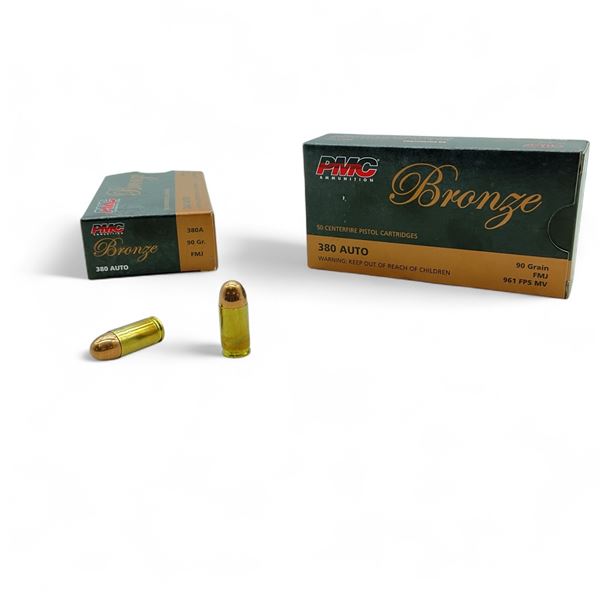 PMC Bronze 380 Auto, 90 Grain FMJ Ammunition, 100 Rounds